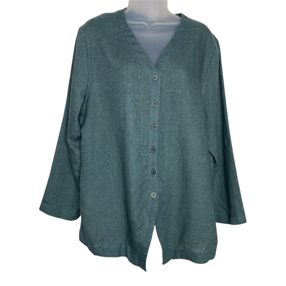 Eileen Fisher Shirt Linen Blend Button Down Size 1